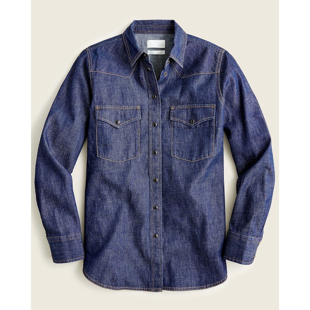 NWT J. Crew Classic-Fit Western Chambray Shirt Rinse Wash Sz 8